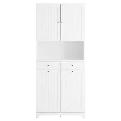 Sobuy Bzr215-W, Tall Slim Bathroom Storage Cabinet With 2 Laundry Hampers & 2 Drawers Narrow Freestanding Bathroom Unit - image 1