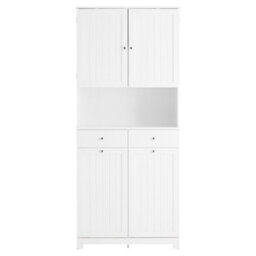 Sobuy Bzr215-W, Tall Slim Bathroom Storage Cabinet With 2 Laundry Hampers & 2 Drawers Narrow Freestanding Bathroom Unit - thumbnail 1