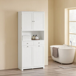 Sobuy Bzr215-W, Tall Slim Bathroom Storage Cabinet With 2 Laundry Hampers & 2 Drawers Narrow Freestanding Bathroom Unit - thumbnail 6
