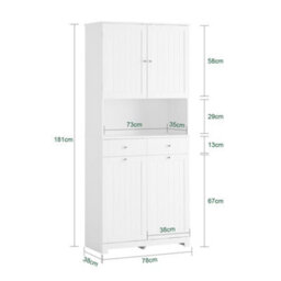 Sobuy Bzr215-W, Tall Slim Bathroom Storage Cabinet With 2 Laundry Hampers & 2 Drawers Narrow Freestanding Bathroom Unit - thumbnail 3