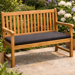 Nod Off 2 Seater Garden Bench Seat Pad 108X45X5Cm Water Resistant Foam Filled Cushion With Removable Zipped Cover - Dark Grey