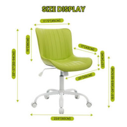 Modern Armless Swivel Office Chair, Height Adjustable Accent Chair With Silent Casters, Compact Vanity Desk Chair, Green - thumbnail 7