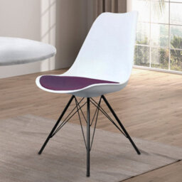 Fusion Living Soho White And Aubergine Plastic Dining Chair With Black Metal Legs - thumbnail 2