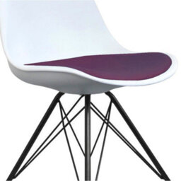 Fusion Living Soho White And Aubergine Plastic Dining Chair With Black Metal Legs - thumbnail 3
