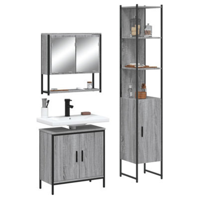 Berkfield 3 Piece Bathroom Furniture Set Grey Sonoma Engineered Wood - image 1