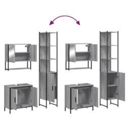 Berkfield 3 Piece Bathroom Furniture Set Grey Sonoma Engineered Wood - thumbnail 9