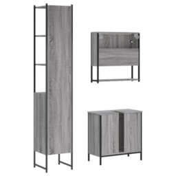 Berkfield 3 Piece Bathroom Furniture Set Grey Sonoma Engineered Wood - thumbnail 8