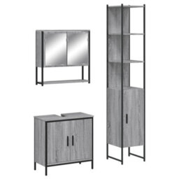 Berkfield 3 Piece Bathroom Furniture Set Grey Sonoma Engineered Wood - thumbnail 2