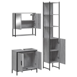 Berkfield 3 Piece Bathroom Furniture Set Grey Sonoma Engineered Wood - thumbnail 5