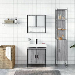 Berkfield 3 Piece Bathroom Furniture Set Grey Sonoma Engineered Wood - thumbnail 3