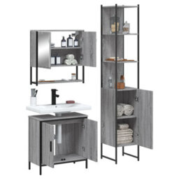 Berkfield 3 Piece Bathroom Furniture Set Grey Sonoma Engineered Wood - thumbnail 4