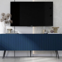 Heze Furniture Elpis Glamour Tv Cabinet Elegant Media Unit Push-To-Open - Navy Matt - thumbnail 5