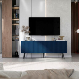 Heze Furniture Elpis Glamour Tv Cabinet Elegant Media Unit Push-To-Open - Navy Matt - thumbnail 2