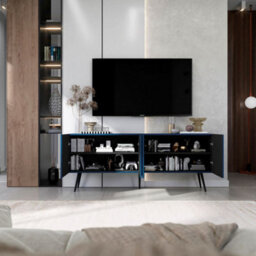 Heze Furniture Elpis Glamour Tv Cabinet Elegant Media Unit Push-To-Open - Navy Matt - thumbnail 3
