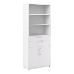 Furniture To Go Prima Bookcase 3 Shelves With 2 Drawers And 2 Doors In White - thumbnail 1