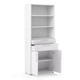 Furniture To Go Prima Bookcase 3 Shelves With 2 Drawers And 2 Doors In White - thumbnail 4