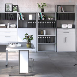 Furniture To Go Prima Bookcase 3 Shelves With 2 Drawers And 2 Doors In White - thumbnail 5