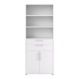 Furniture To Go Prima Bookcase 3 Shelves With 2 Drawers And 2 Doors In White - thumbnail 2