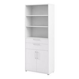 Furniture To Go Prima Bookcase 3 Shelves With 2 Drawers And 2 Doors In White - thumbnail 3