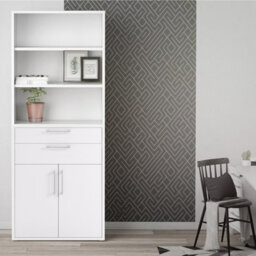 Furniture To Go Prima Bookcase 3 Shelves With 2 Drawers And 2 Doors In White - thumbnail 6