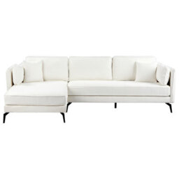 Beliani Corner Sofa 3 Seater Altan Boucle Off-White Right Hand - thumbnail 1