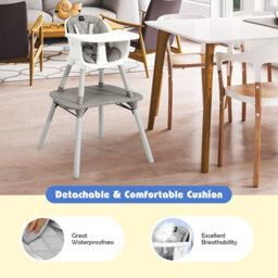 Costway 4 In 1 Baby Highchair Infant Feeding Seat Kids Table&chair Set W/adjustable Tray - thumbnail 8
