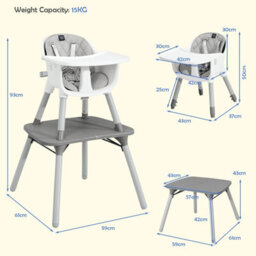 Costway 4 In 1 Baby Highchair Infant Feeding Seat Kids Table&chair Set W/adjustable Tray - thumbnail 3