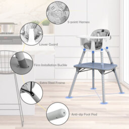 Costway 4 In 1 Baby Highchair Infant Feeding Seat Kids Table&chair Set W/adjustable Tray - thumbnail 6