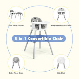 Costway 4 In 1 Baby Highchair Infant Feeding Seat Kids Table&chair Set W/adjustable Tray - thumbnail 7