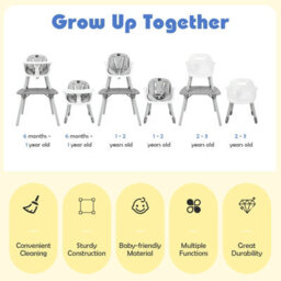 Costway 4 In 1 Baby Highchair Infant Feeding Seat Kids Table&chair Set W/adjustable Tray - thumbnail 4