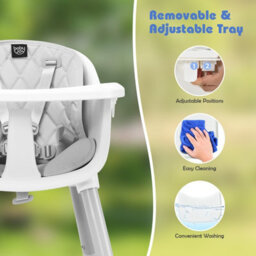 Costway 4 In 1 Baby Highchair Infant Feeding Seat Kids Table&chair Set W/adjustable Tray - thumbnail 5