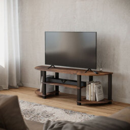 Urbn-Living Urbnliving 120Cm Wide Tv Unit Stand S-Tube Entertainment Centre Storage Shelf Living Room Rustic Brown Cabinet - thumbnail 2