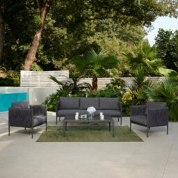 Home Detail Serena Rope Lounge Sofa Garden Set With Coffee Table, Dark Grey - thumbnail 2