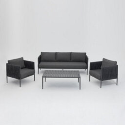 Home Detail Serena Rope Lounge Sofa Garden Set With Coffee Table, Dark Grey - thumbnail 3