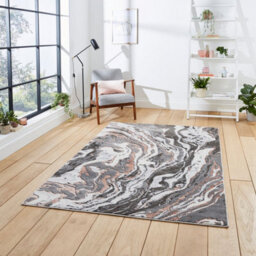 Grey Rose Abstract Modern Easy To Clean Rug For Dining Room-160Cm X 220Cm - thumbnail 1