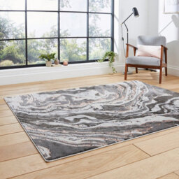 Grey Rose Abstract Modern Easy To Clean Rug For Dining Room-160Cm X 220Cm - thumbnail 2