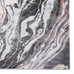 Grey Rose Abstract Modern Easy To Clean Rug For Dining Room-160Cm X 220Cm - thumbnail 5