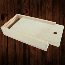 Woodeedoo Wooden Shallow Pencil Storage Box With Sliding Lid Crayon Holder Desk Organiser School Home Gift Slim Decorative Case 25X15X5.5Cm - thumbnail 5