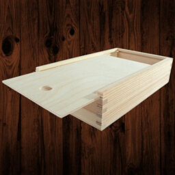 Woodeedoo Wooden Shallow Pencil Storage Box With Sliding Lid Crayon Holder Desk Organiser School Home Gift Slim Decorative Case 25X15X5.5Cm - thumbnail 2