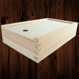 Woodeedoo Wooden Shallow Pencil Storage Box With Sliding Lid Crayon Holder Desk Organiser School Home Gift Slim Decorative Case 25X15X5.5Cm - thumbnail 1