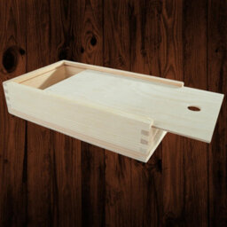 Woodeedoo Wooden Shallow Pencil Storage Box With Sliding Lid Crayon Holder Desk Organiser School Home Gift Slim Decorative Case 25X15X5.5Cm - thumbnail 3