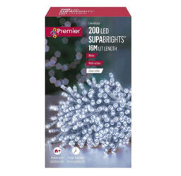 Premier Decorations Limited 200 Led Supabrights White Christmas String Tree Lights 16M Lit Length Clear Cable - thumbnail 1
