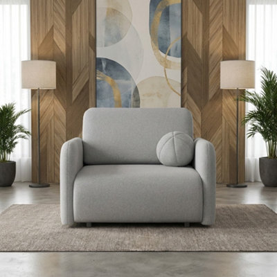 Viva Sun I Upholstered Chair Bed With Sleeping Function And Bedding Storage Chipboard Metal Legs 100X103X85Cm Light Grey - image 1