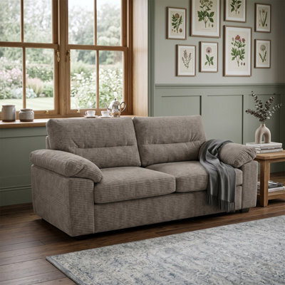 Loft Home Harper Mushroom Grey 3 Seater Fabric Sofa - image 1