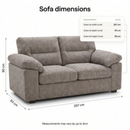 Loft Home Harper Mushroom Grey 3 Seater Fabric Sofa - thumbnail 3