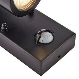 Luminosa Lighting Luminosa Palin 2 Light Outdoor Pir Up Down Wall Light Matt Black, Glass Ip44, Gu10 - thumbnail 3
