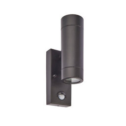Luminosa Lighting Luminosa Palin 2 Light Outdoor Pir Up Down Wall Light Matt Black, Glass Ip44, Gu10 - thumbnail 2