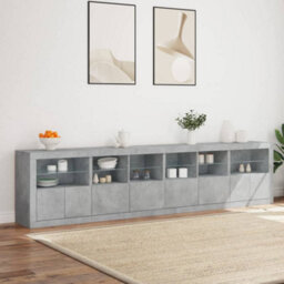 Berkfield Sideboard With Led Lights Concrete Grey 283X37X67 Cm - thumbnail 4