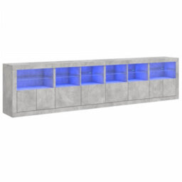 Berkfield Sideboard With Led Lights Concrete Grey 283X37X67 Cm - thumbnail 2