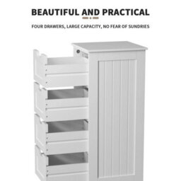 4-Drawer Bedside Cabinet Storage Nightstand Side Table - thumbnail 3